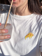 T-shirt brodé Pizza