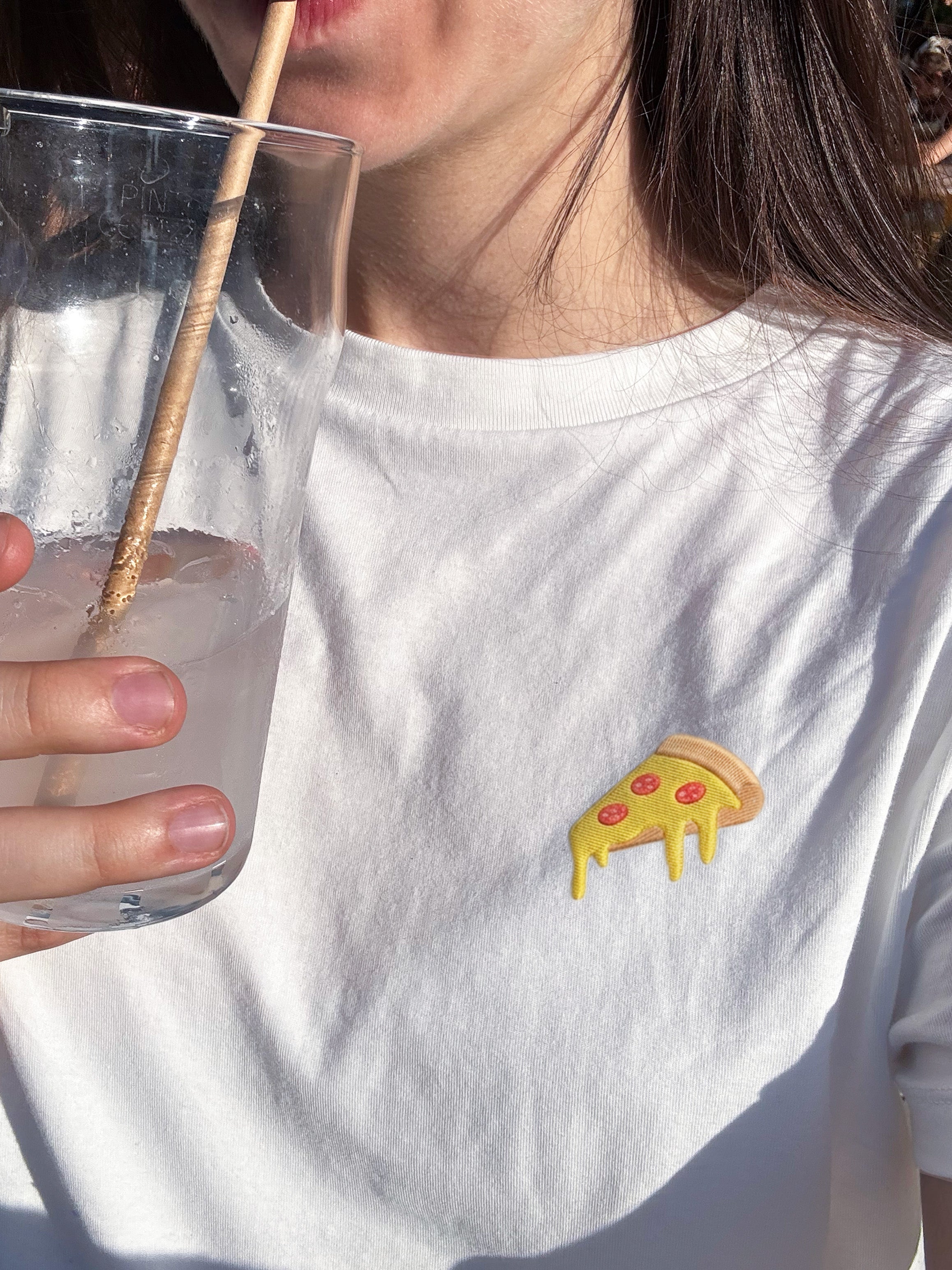 T-shirt brodé Pizza